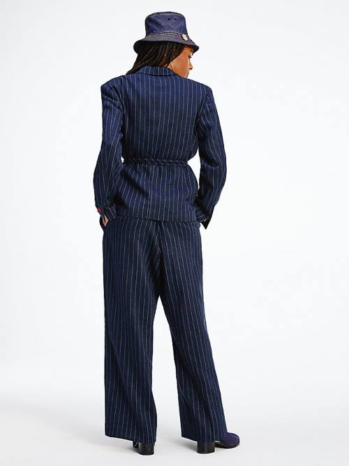 Blue Tommy Hilfiger TOMMYXINDYA Pinstripe Women's Blazers | TH127CSG