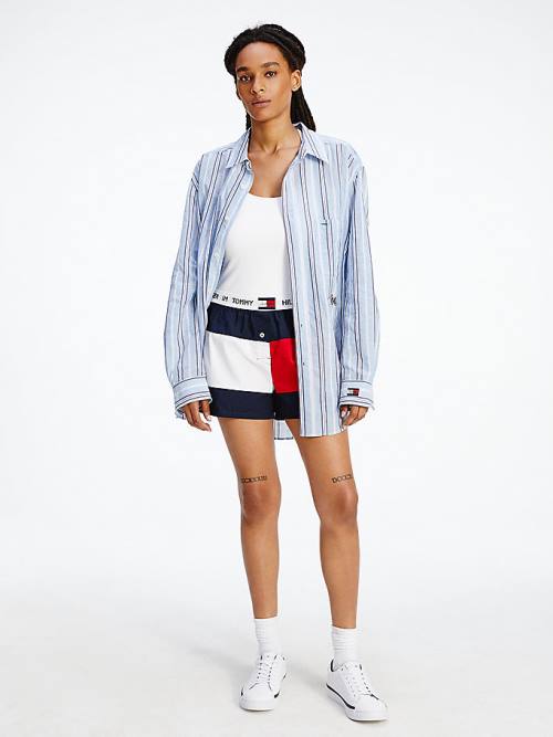 Blue Tommy Hilfiger TOMMYXINDYA Stripe Women's Shirts | TH853JMC