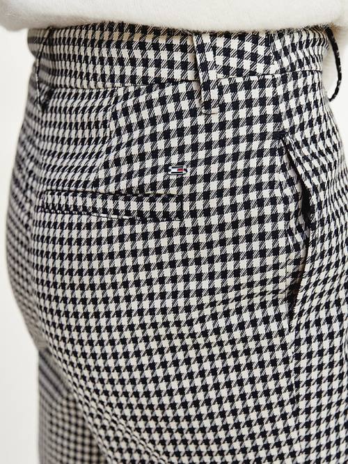 Blue Tommy Hilfiger Tapered Houndstooth Virgin Wool Women's Pants | TH051QIH