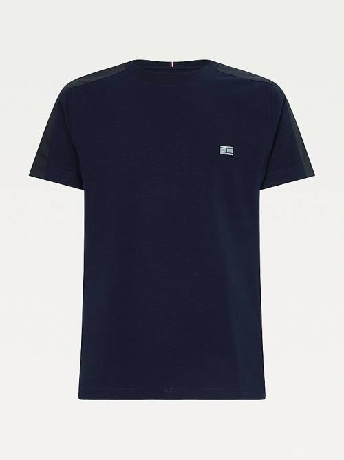 Blue Tommy Hilfiger Tech Essential Mix Media Men's T Shirts | TH809GMD