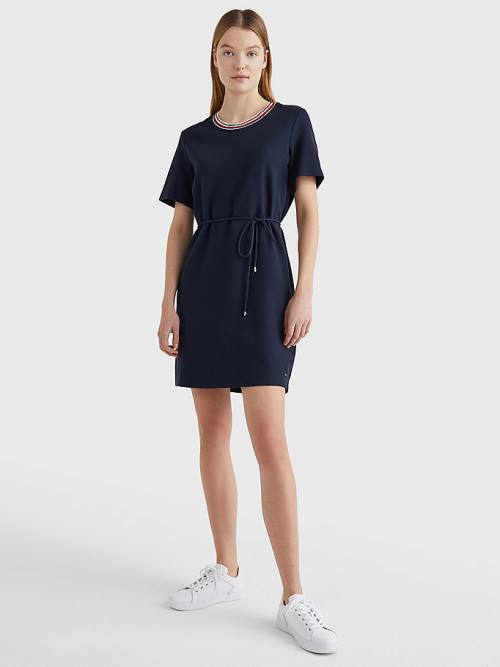 Blue Tommy Hilfiger Textured Relaxed Fit Women's Dress | TH128WRM