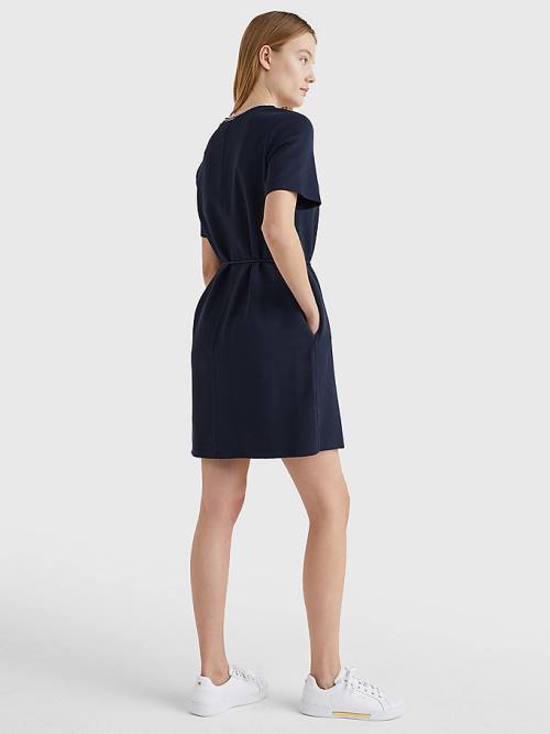 Blue Tommy Hilfiger Textured Relaxed Fit Women's Dress | TH128WRM