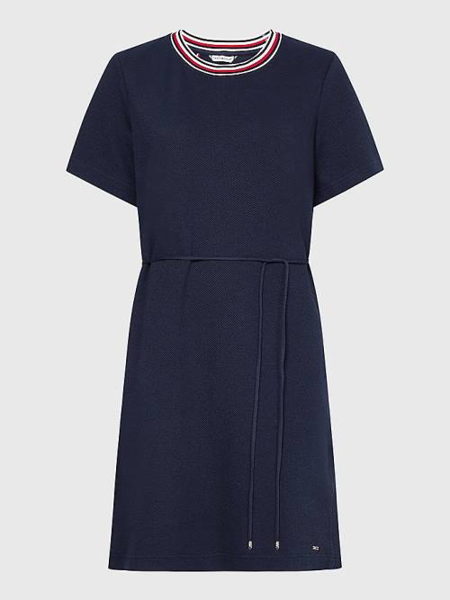 Blue Tommy Hilfiger Textured Relaxed Fit Women's Dress | TH128WRM