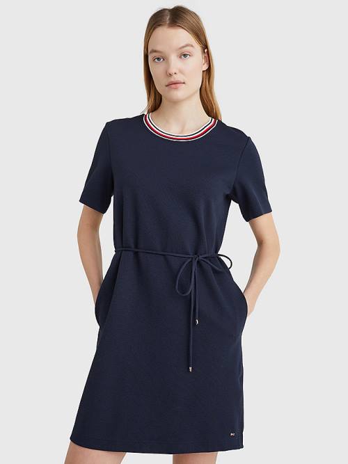 Blue Tommy Hilfiger Textured Relaxed Fit Women\'s Dress | TH128WRM