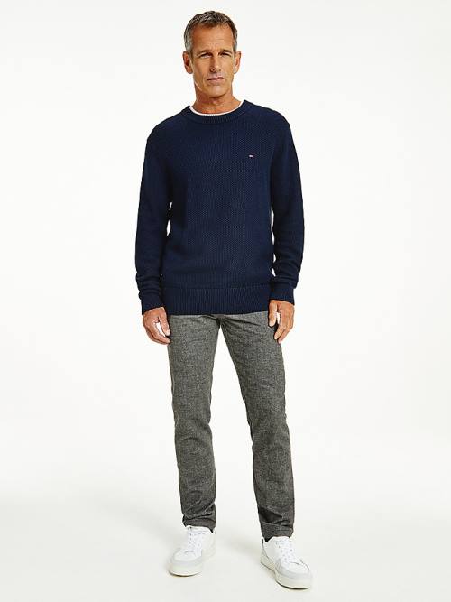 Blue Tommy Hilfiger Textured Relaxed Fit Jumper Men's Sweaters | TH467NCF