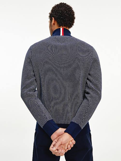 Blue Tommy Hilfiger Textured Roll Neck Jumper Men's Sweaters | TH916IYJ