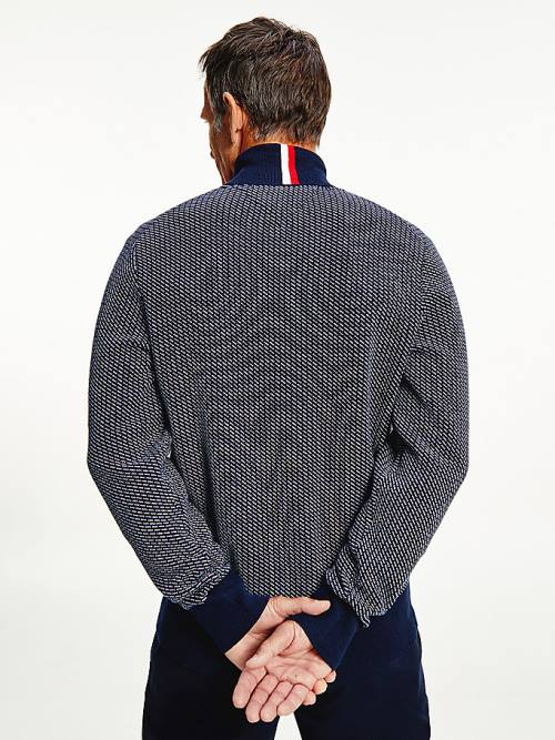 Blue Tommy Hilfiger Textured Roll Neck Jumper Men's Sweaters | TH916IYJ