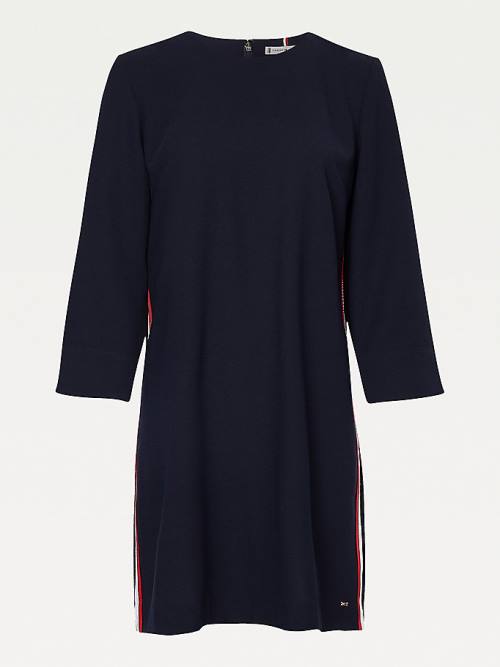 Blue Tommy Hilfiger Three-Quarter Sleeve Shift Women's Dress | TH902TJD