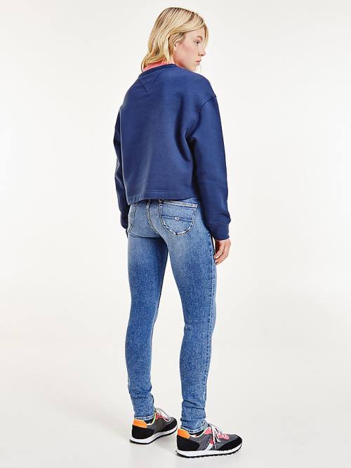 Blue Tommy Hilfiger Tie-Dye Cropped Women's Sweatshirts | TH609IXE