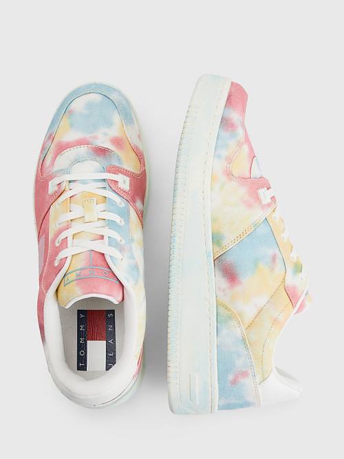 Blue Tommy Hilfiger Tie-Dye Cupsole Basket Men's Sneakers | TH645ENX