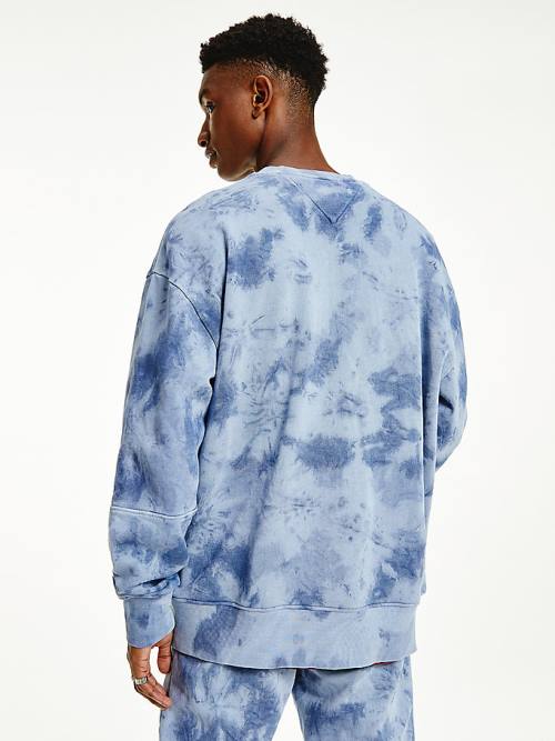 Blue Tommy Hilfiger Tie-Dye Relaxed Fit Men's Sweatshirts | TH031RGN