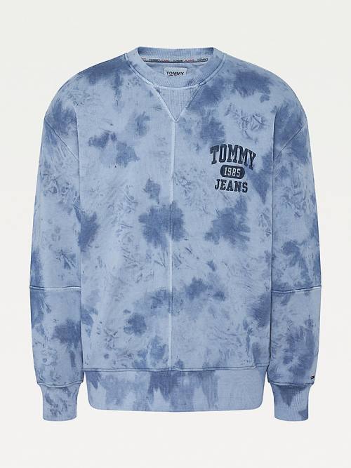 Blue Tommy Hilfiger Tie-Dye Relaxed Fit Men's Sweatshirts | TH031RGN