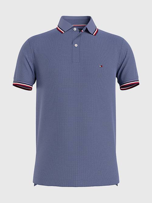 Blue Tommy Hilfiger Tipped Slim Fit Men's Polo Shirts | TH689OIZ