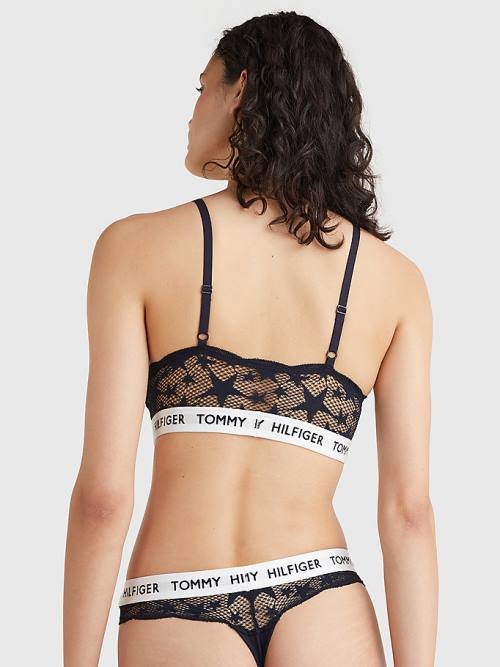 Blue Tommy Hilfiger Tommy 85 Star Lace Non-Wired Push-Up Bra Women's Underwear | TH736SCN