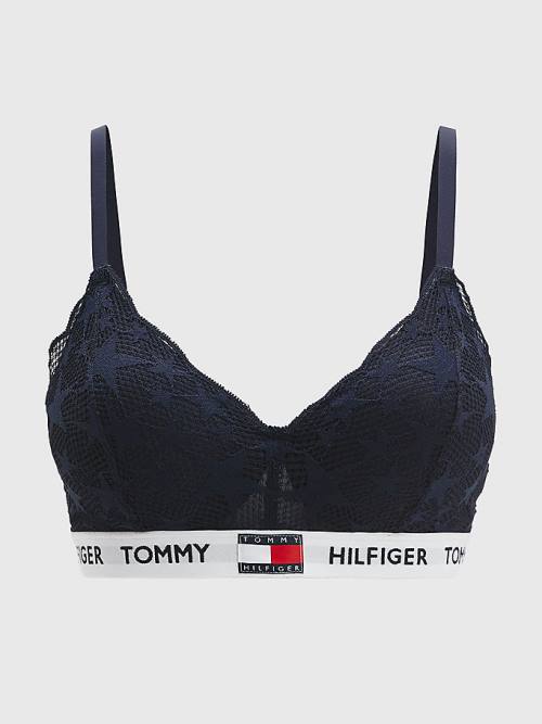 Blue Tommy Hilfiger Tommy 85 Star Lace Non-Wired Push-Up Bra Women's Underwear | TH736SCN