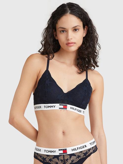 Blue Tommy Hilfiger Tommy 85 Star Lace Non-Wired Push-Up Bra Women\'s Underwear | TH736SCN