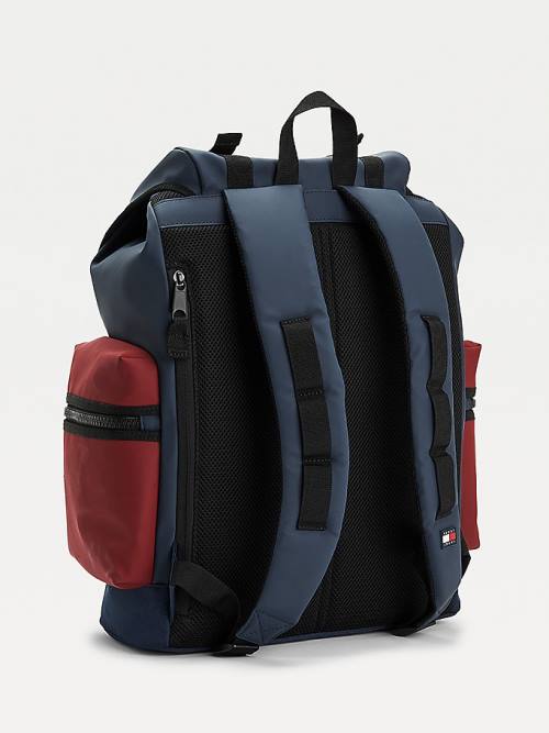 Blue Tommy Hilfiger Tommy Badge Double Clip Backpack Men's Bags | TH396XEI