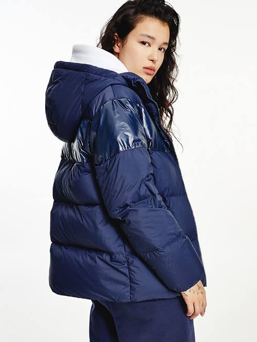 Blue Tommy Hilfiger Tommy Badge Down Puffer Women's Jackets | TH087JHM