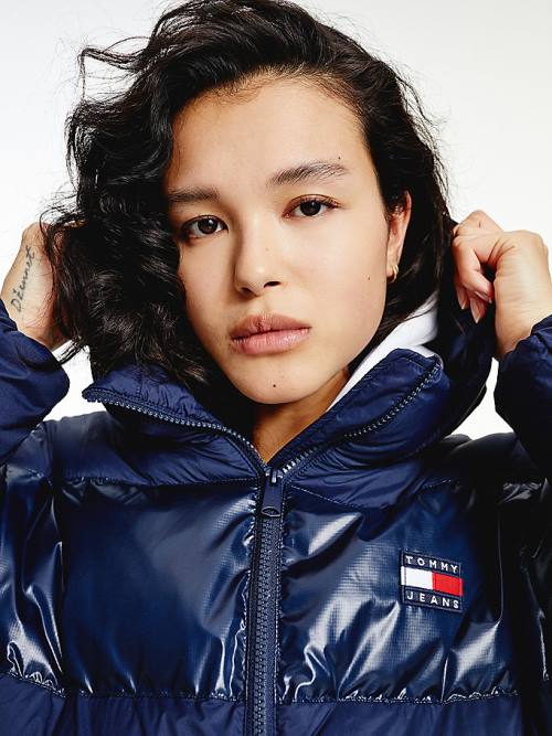 Blue Tommy Hilfiger Tommy Badge Down Puffer Women's Jackets | TH087JHM