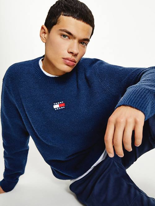 Blue Tommy Hilfiger Tommy Badge Jumper Men's Sweaters | TH531PSX