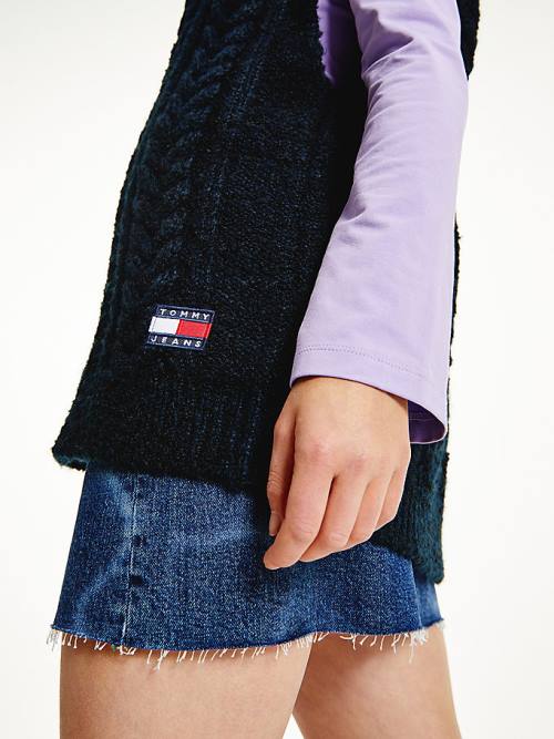 Blue Tommy Hilfiger Tommy Badge Oversized Knitted Vest Women's Sweaters | TH749TFV