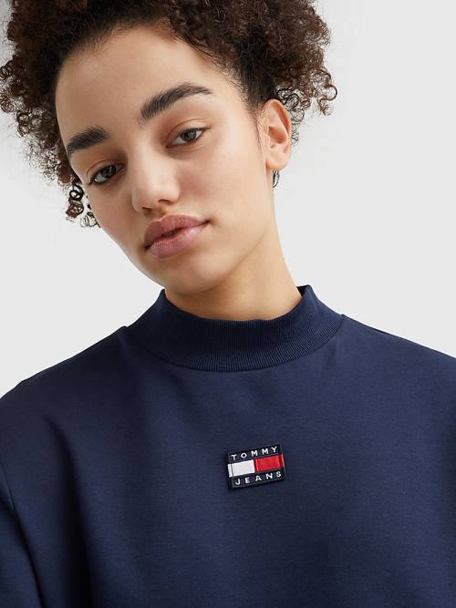 Blue Tommy Hilfiger Tommy Badge Relaxed Women's T Shirts | TH259UKA