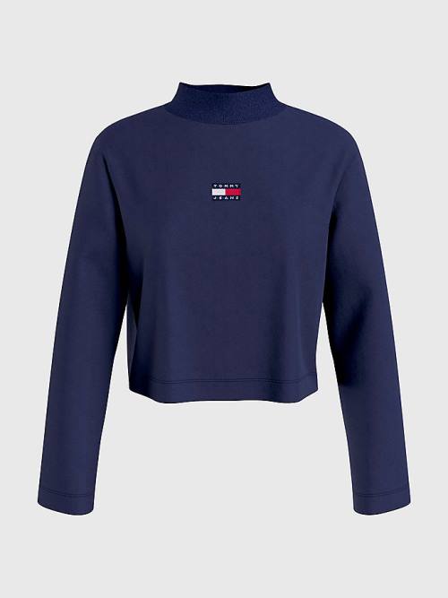 Blue Tommy Hilfiger Tommy Badge Relaxed Women's T Shirts | TH259UKA