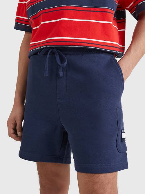 Blue Tommy Hilfiger Tommy Badge Relaxed Cargo Men\'s Shorts | TH714GQB