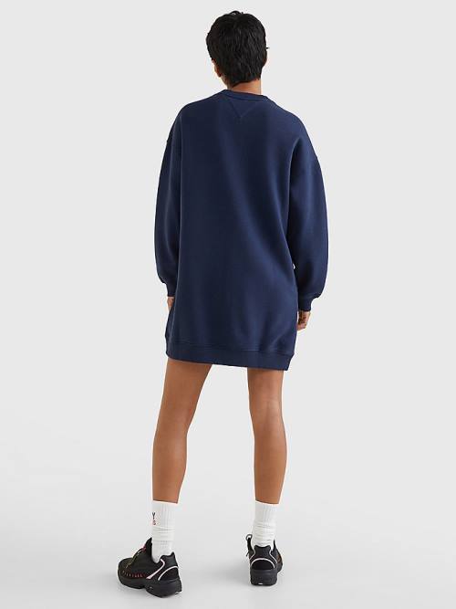 Blue Tommy Hilfiger Tommy Badge Sweater Women's Dress | TH781ZQP