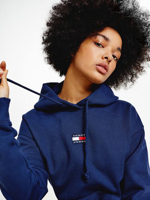 Blue Tommy Hilfiger Tommy Badge Women's Hoodie | TH791WCR