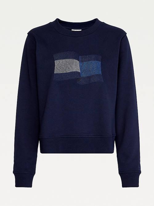 Blue Tommy Hilfiger Tommy Icons Crew Neck Women's Sweatshirts | TH713XEW