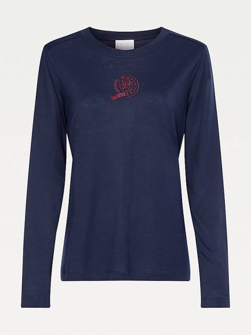 Blue Tommy Hilfiger Tommy Icons Long Sleeve Women's T Shirts | TH948YLN