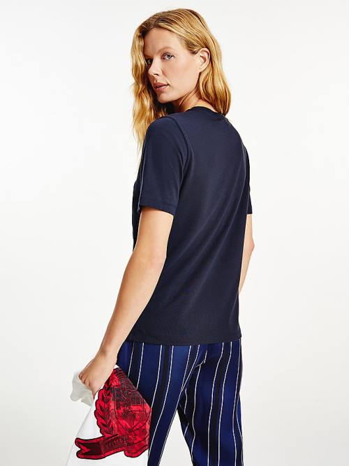 Blue Tommy Hilfiger Tommy Icons Organic Cotton Women's T Shirts | TH481DXM