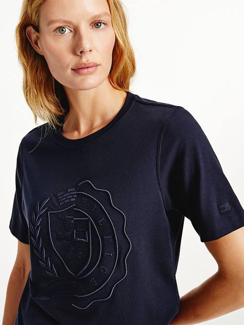 Blue Tommy Hilfiger Tommy Icons Organic Cotton Women's T Shirts | TH481DXM