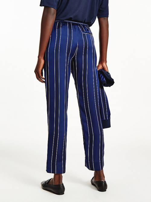 Blue Tommy Hilfiger Tommy Icons Stripe Relaxed Tapered Women's Pants | TH418YSX