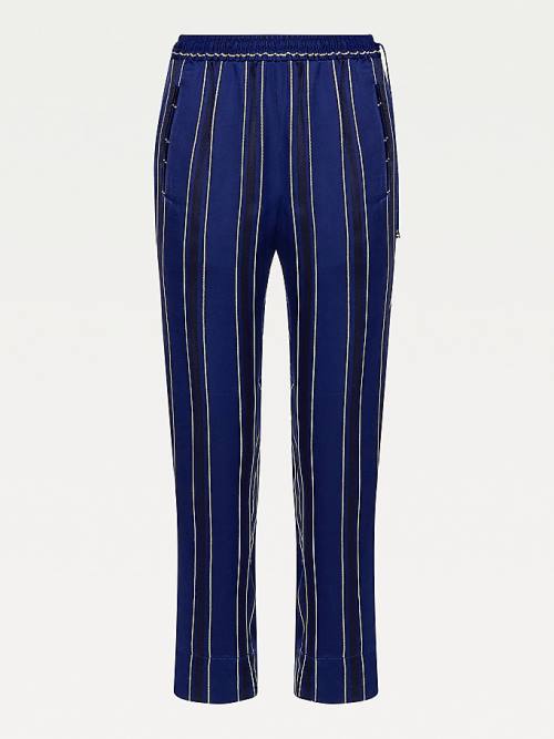 Blue Tommy Hilfiger Tommy Icons Stripe Relaxed Tapered Women's Pants | TH418YSX