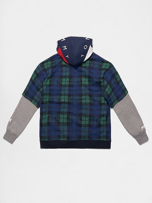 Blue Tommy Hilfiger Tommy X AAPE Plaid Men's Hoodie | TH541NFQ