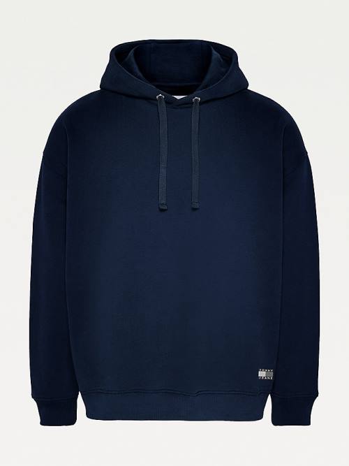 Blue Tommy Hilfiger Tonal Flag Men's Hoodie | TH427VOG