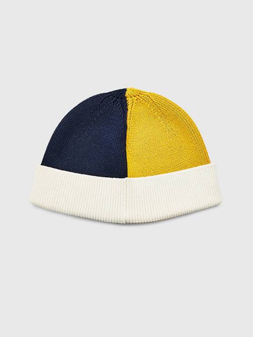 Blue Tommy Hilfiger Travel Short Cotton Beanie Men's Hats | TH038LYG