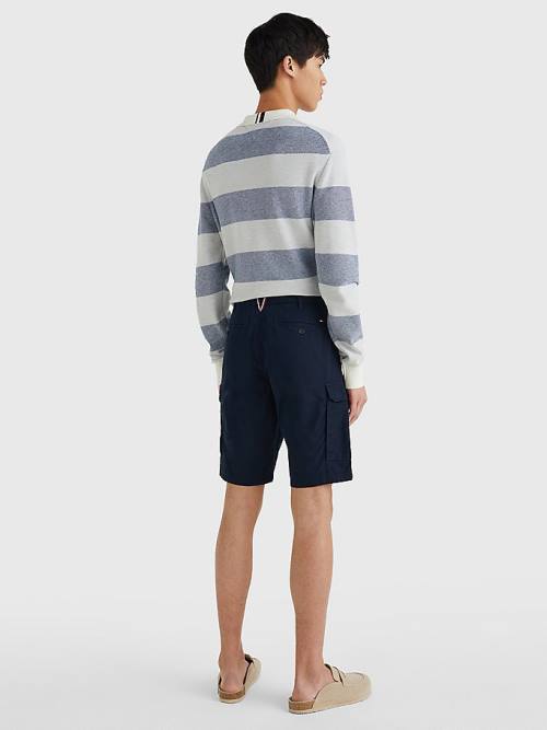 Blue Tommy Hilfiger Twill Cargo Men's Shorts | TH480SJK