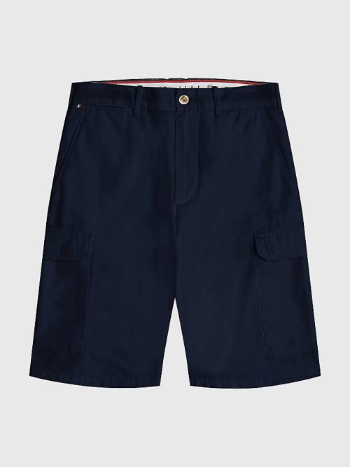 Blue Tommy Hilfiger Twill Cargo Men's Shorts | TH480SJK