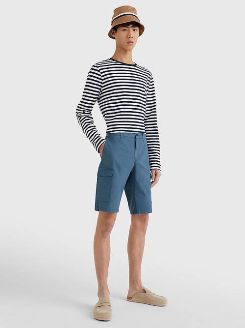 Blue Tommy Hilfiger Twill Cargo Men's Shorts | TH691ESN