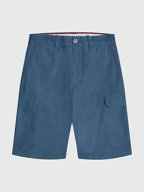 Blue Tommy Hilfiger Twill Cargo Men's Shorts | TH691ESN