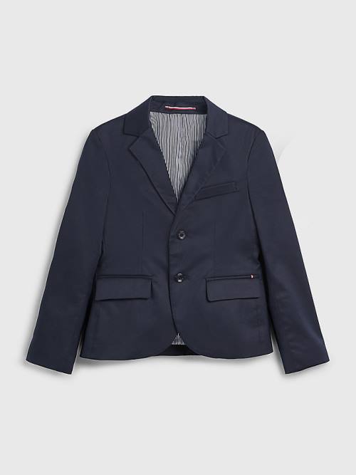 Blue Tommy Hilfiger Twill Single Breasted Blazer Boys' Jackets | TH267TFY