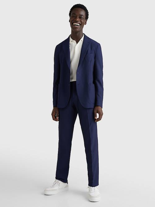 Blue Tommy Hilfiger Uncontruscted Recycled Polyester Seersucker Men's Blazers | TH857OSL