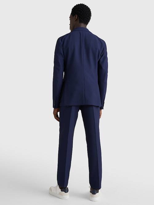 Blue Tommy Hilfiger Uncontruscted Recycled Polyester Seersucker Men's Blazers | TH857OSL