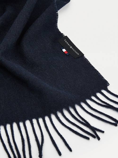 Blue Tommy Hilfiger Uptown Pure Wool Men's Scarves | TH479EUI