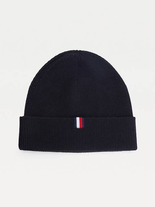 Blue Tommy Hilfiger Uptown Wool Cotton Beanie Men\'s Hats | TH039BJG