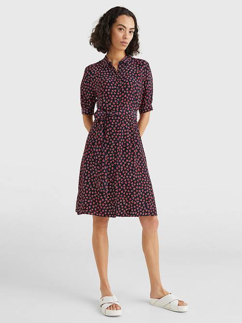 Blue Tommy Hilfiger Valentines Heart Print Knee-Length Women's Dress | TH315TGY