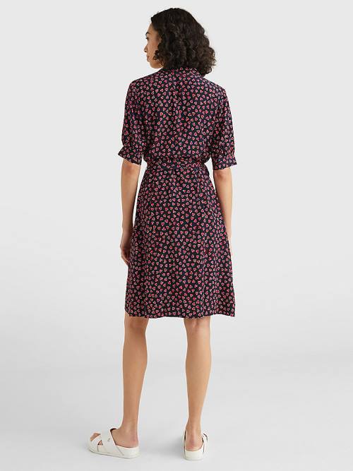 Blue Tommy Hilfiger Valentines Heart Print Knee-Length Women's Dress | TH315TGY